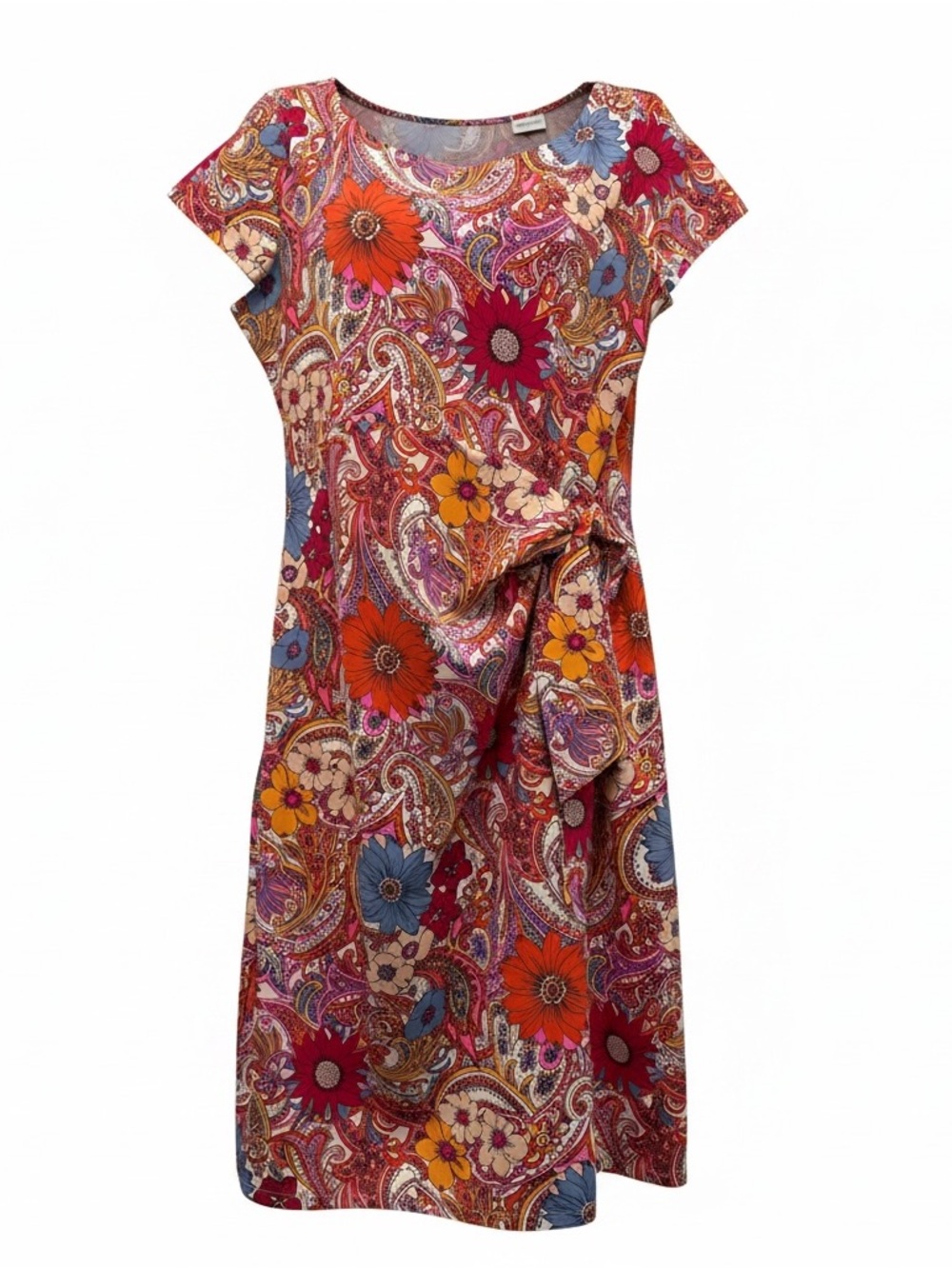 Talbots Pink Multi Floral Paisley Tie-Front Mini Dress